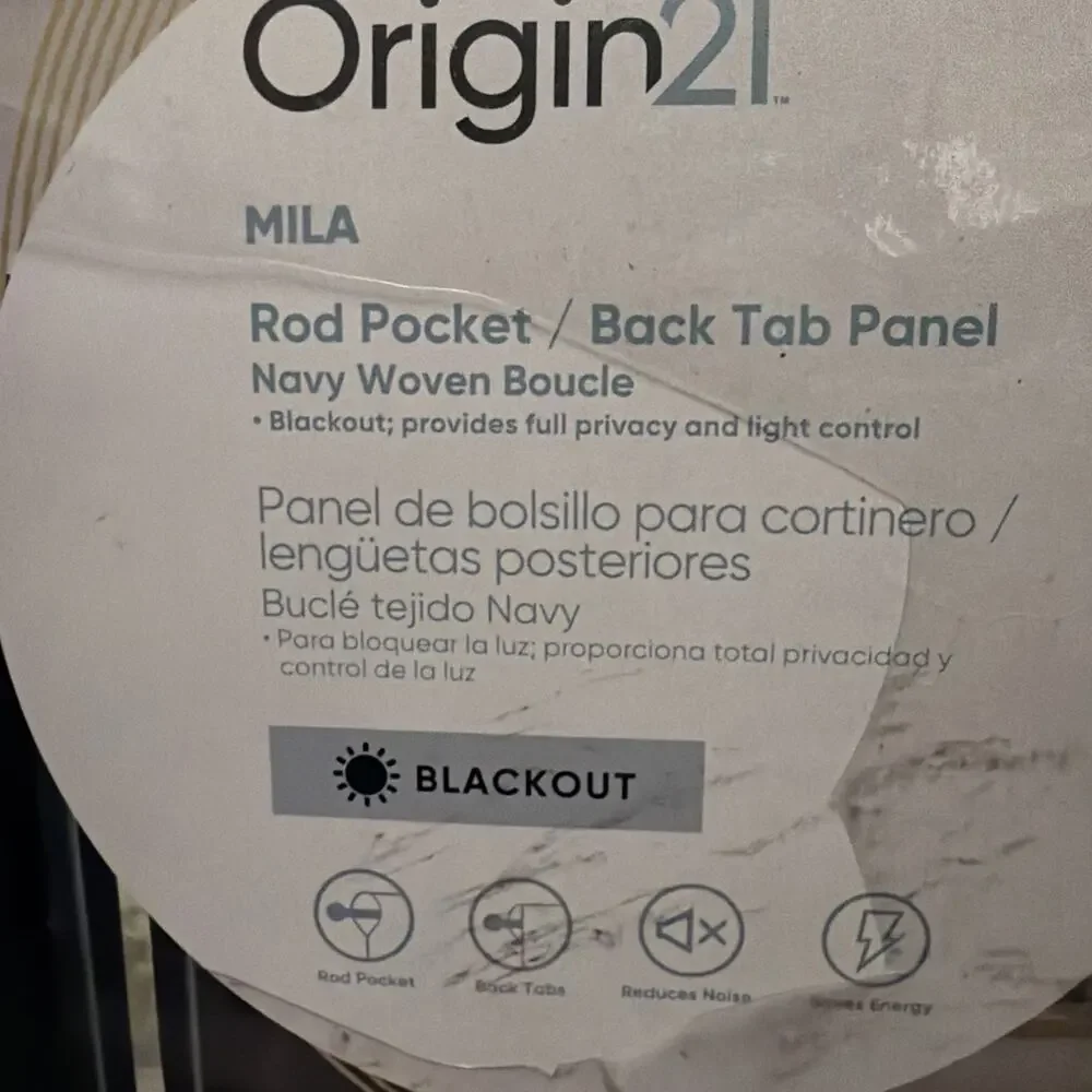 Origin 21 84-in Navy Blackout Thermal lined Back tab Single curtain panel